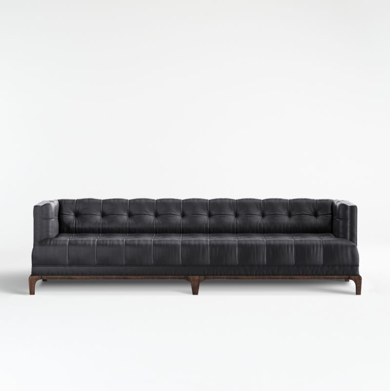 Byrdie Black Leather Modern Tufted Sofa