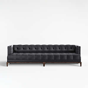 Leather Tufted Sofas Crate Barrel, Extra Long Tufted Leather Sofa Set