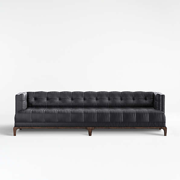 Leather Tufted Sofas Crate And Barrel, Black Quilted Leather Sofa