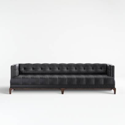 Byrdie Black Leather Modern Tufted Sofa, Tufted White Leather Couch