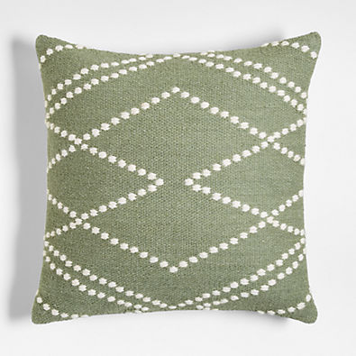 View Byzan 23"x23" Sage Kilim Throw Pillow with Down-Alternative Insert details