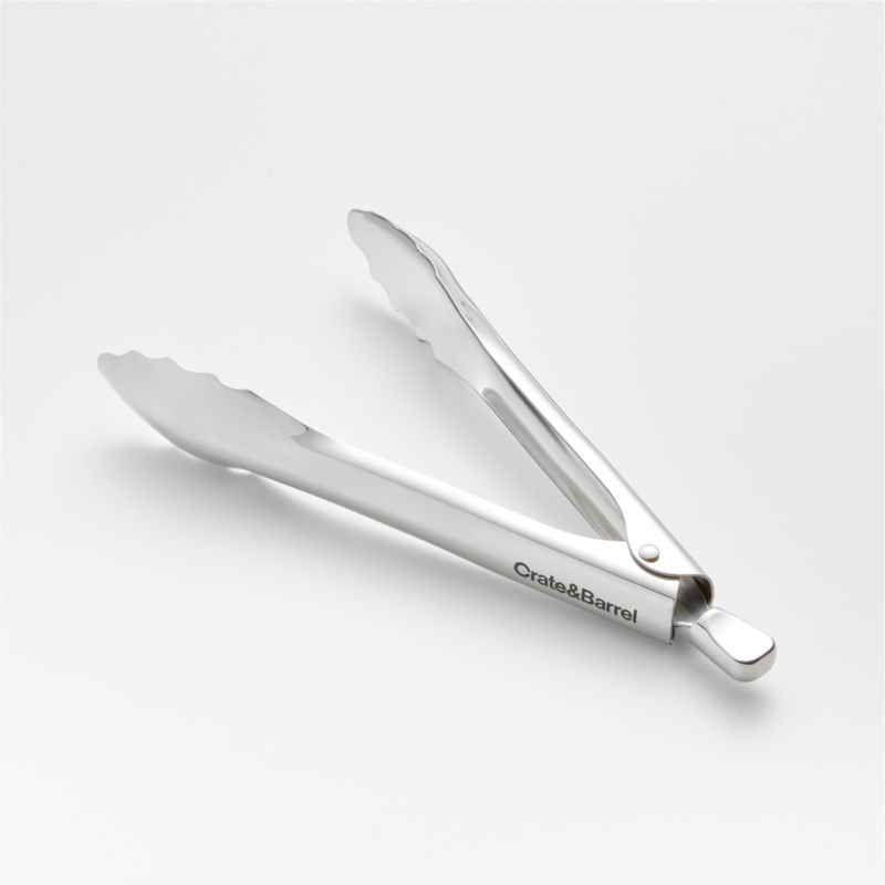 Crate & Barrel 9" Stainless Steel Tongs