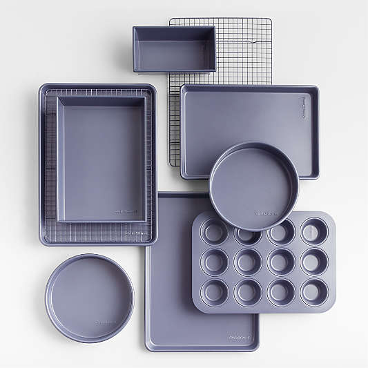 Crate & Barrel Slate Blue 10-Piece Silicone Nonstick Bakeware Set