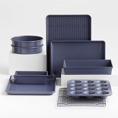View Crate & Barrel Slate Blue 10-Piece Silicone Nonstick Bakeware Set details
