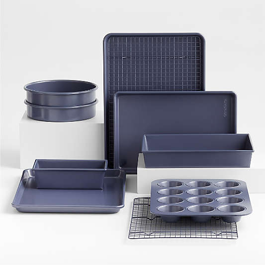 Crate & Barrel Slate Blue 10-Piece Non-Stick Bakeware Set