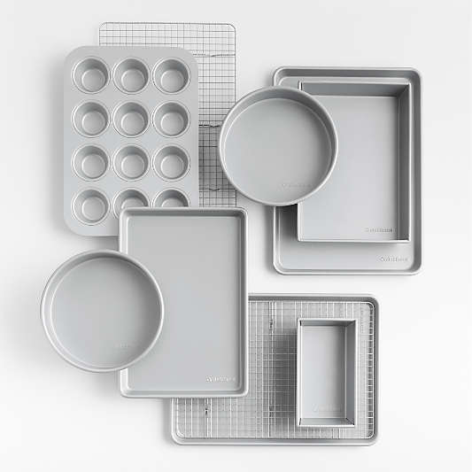 Crate & Barrel Silver 10-Piece Silicone Nonstick Bakeware Set