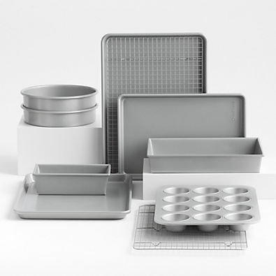 View Crate & Barrel Silver 10-Piece Silicone Nonstick Bakeware Set details