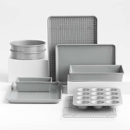 Crate & Barrel Silver 10-Piece Non-Stick Bakeware Set