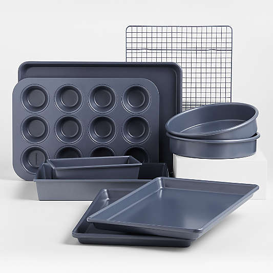 Crate & Barrel Slate Blue 9-Piece Bakeware Set