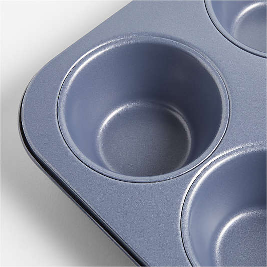Crate & Barrel Slate Blue 6-Cup Silicone Nonstick Jumbo Muffin Pan