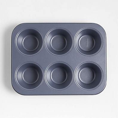 View Crate & Barrel Slate Blue 6-Cup Jumbo Muffin Pan details