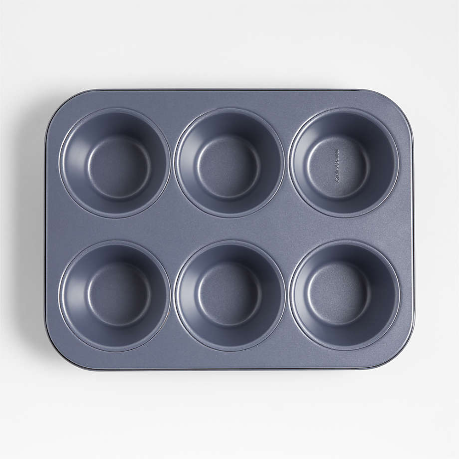 Crate & Barrel Slate Blue 6Cup Muffin Pan Crate & Barrel