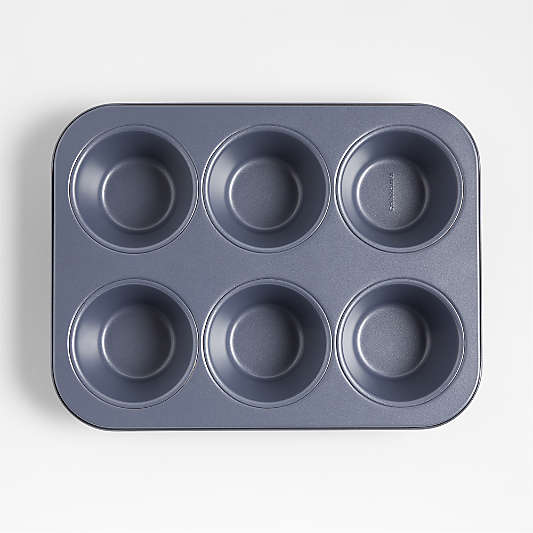 Crate & Barrel Slate Blue 6-Cup Jumbo Muffin Pan