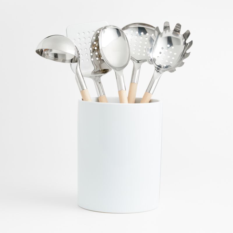 Crate & Barrel Beechwood and Stainless Steel Utensils