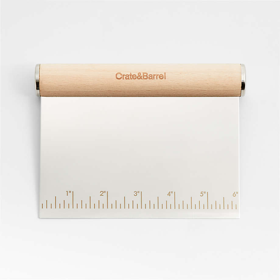 Crate & Barrel Bench Scraper Dough Cutter with Beechwood Handle