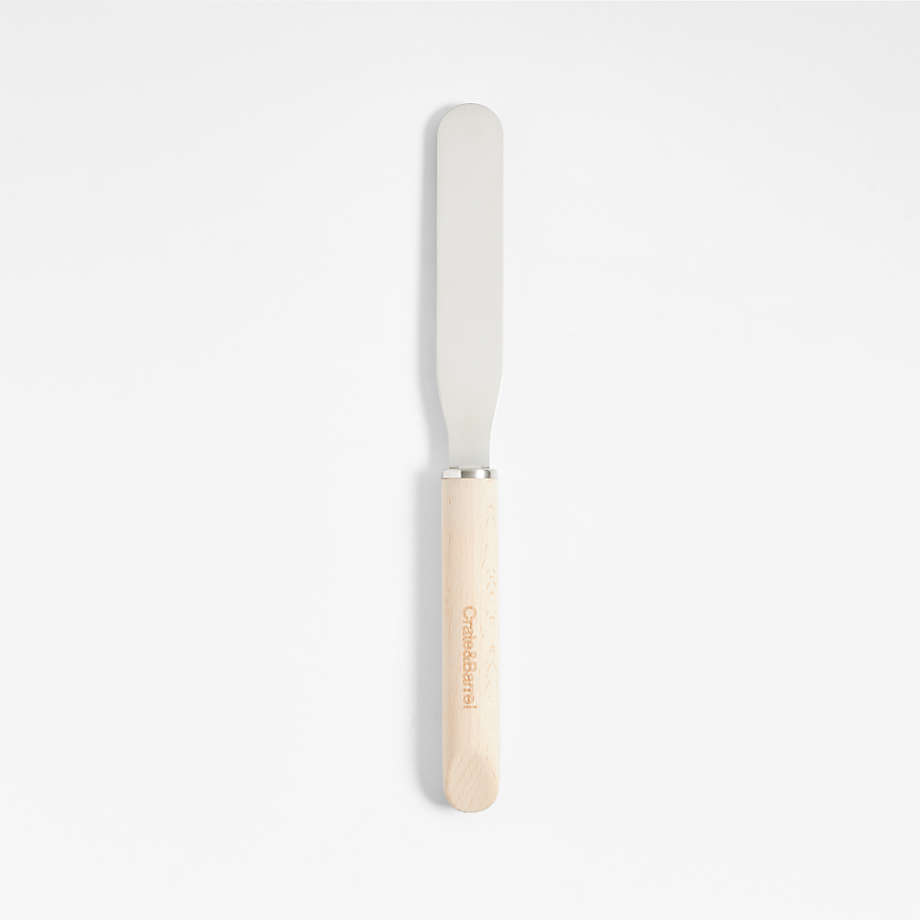 Crate & Barrel Small Straight Icing Spatula with Beechwood Handle + Reviews | Crate & Barrel