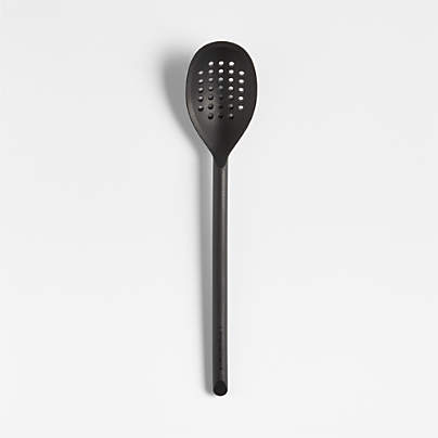 Crate & Barrel Black Silicone Deep Slotted Spoon