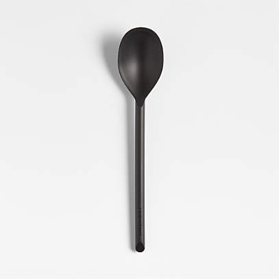 Black Silicone Mixing Spoon - 10 1/2'' x 2 1/4'' x 3/4'' - 1 count box