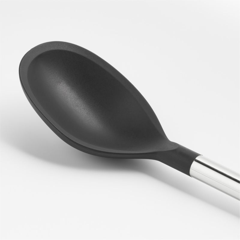 Crate & Barrel Black Silicone and Stainless Steel Deep Spoon