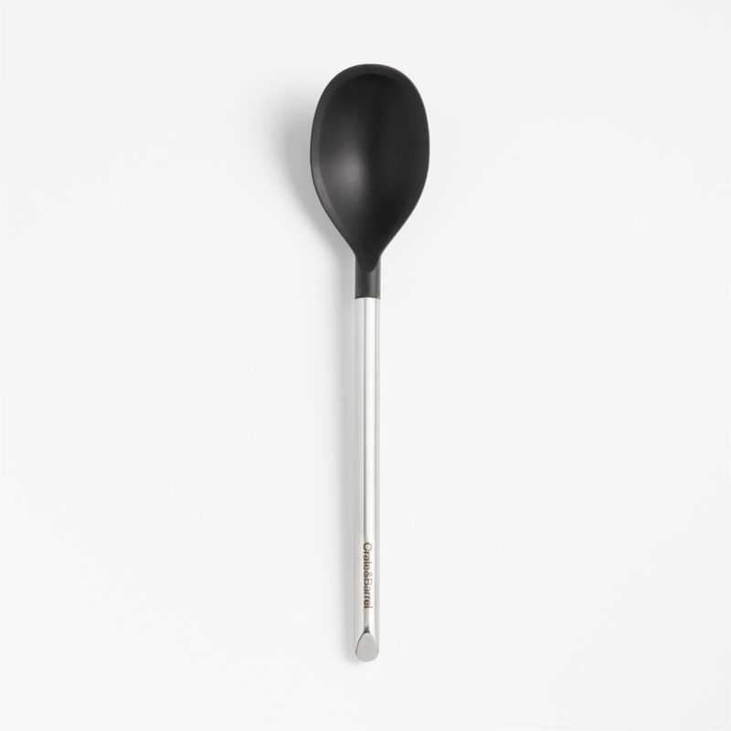 Crate & Barrel Black Silicone and Stainless Steel Deep Spoon