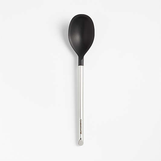 Crate & Barrel Black Silicone and Stainless Steel Deep Spoon