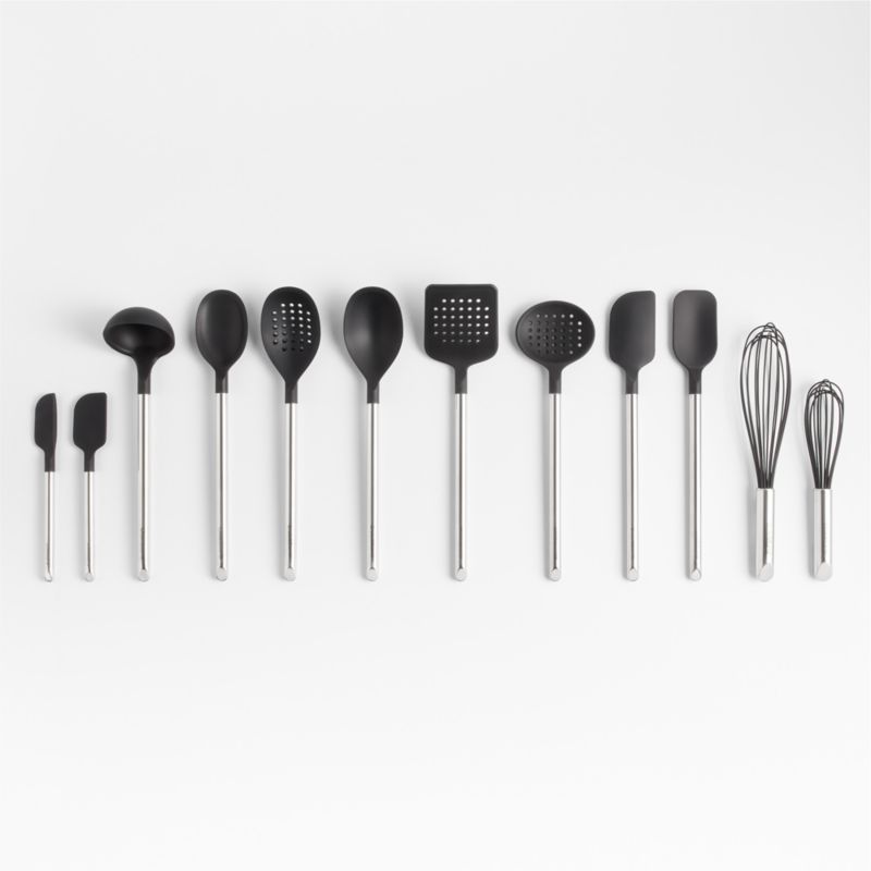 Crate & Barrel Black Silicone and Stainless Steel Utensils | Crate & Barrel