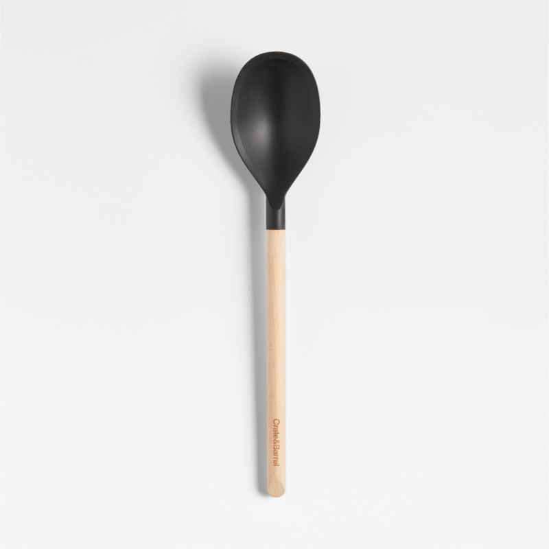 Crate & Barrel Silicone and Wood Deep Spoon