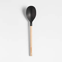 Crate & Barrel Black Silicone and Wood Deep Spoon + Reviews | Crate ...