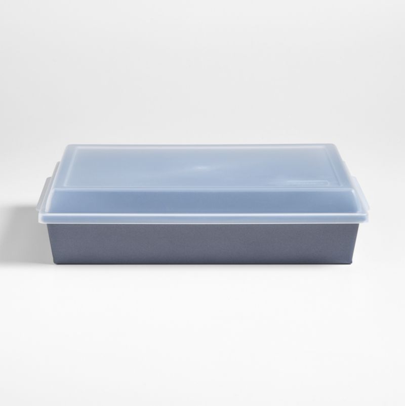 Crate & Barrel 9"x13" Blue Rectangle Baking Pan with Lid - image 0 of 1