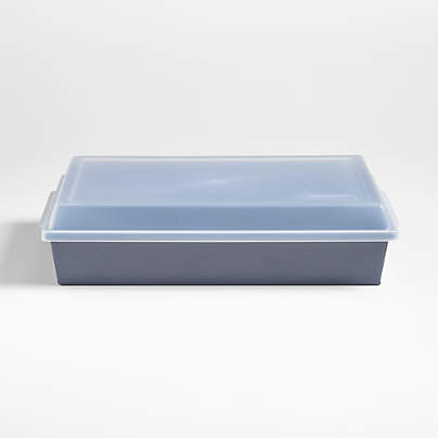 Crate & Barrel 9"x13" Blue Rectangle Baking Pan with Lid