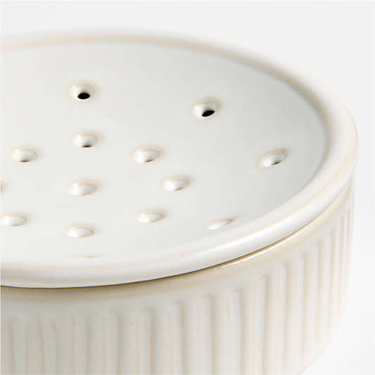 Clean by Crate Ivory Ceramic Palm Dish Brush Holder