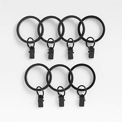 Matte Black 1" Curtain Rings, Set of 7