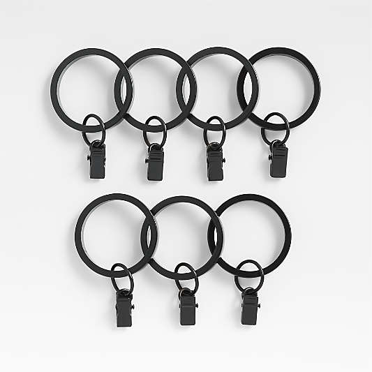 Matte Black 1" Curtain Rings, Set of 7