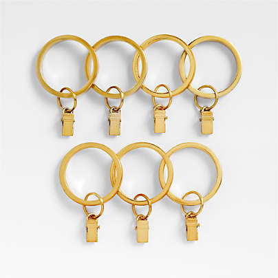 Brass Curtain Rings, Set of 7