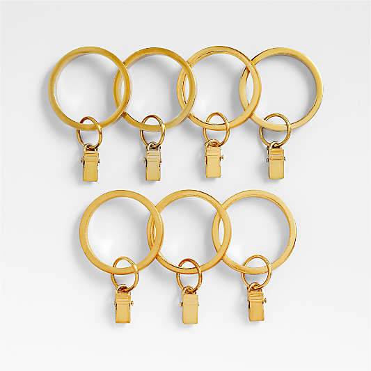 Brushed Brass 1" Curtain Rings, Set of 7