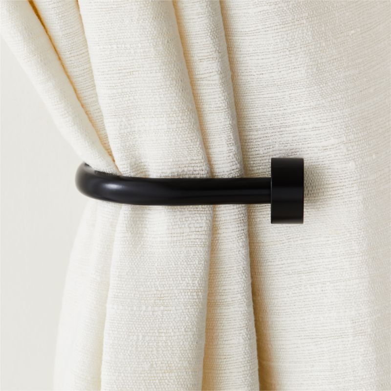 Matte Black Curtain Tie Backs, Set of 2 + Reviews | Crate & Barrel