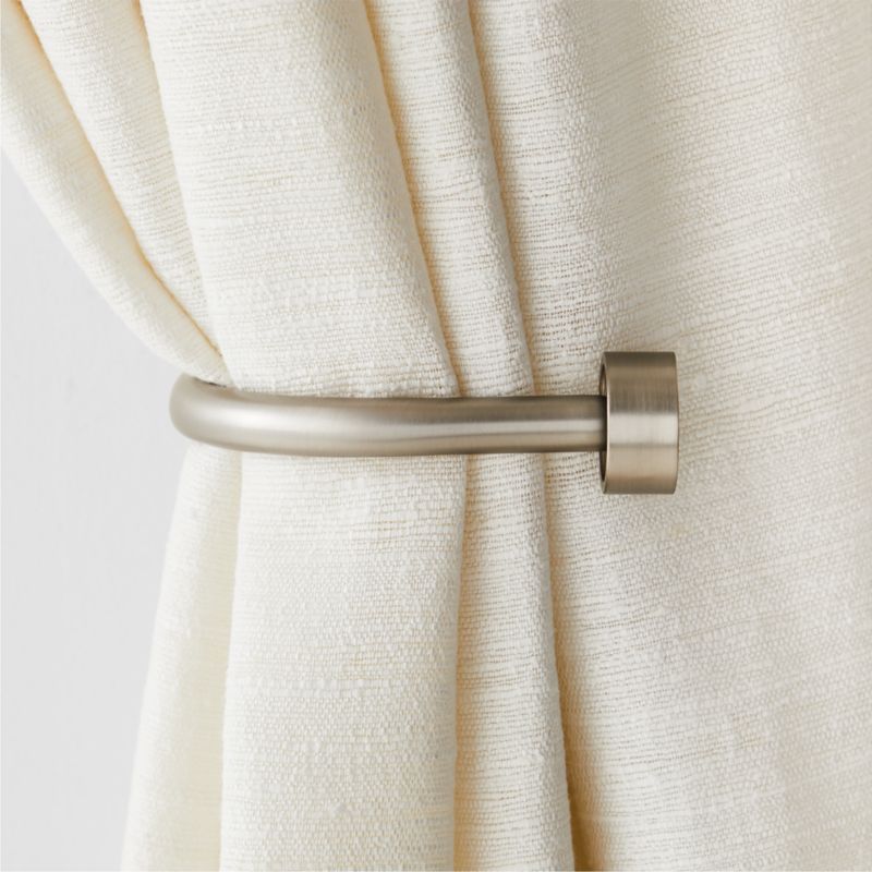 Brushed Nickel Curtain Tiebacks, Set of 2 + Reviews | Crate & Barrel