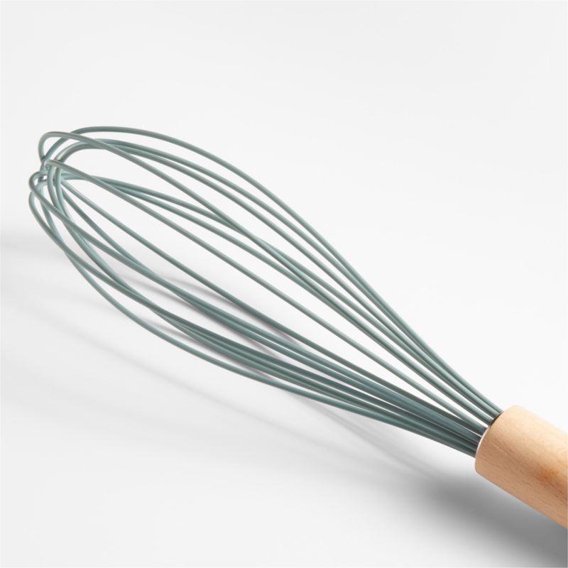 Crate & Barrel Deep Sage Green Silicone and Wood 12" Whisk - image 3 of 4