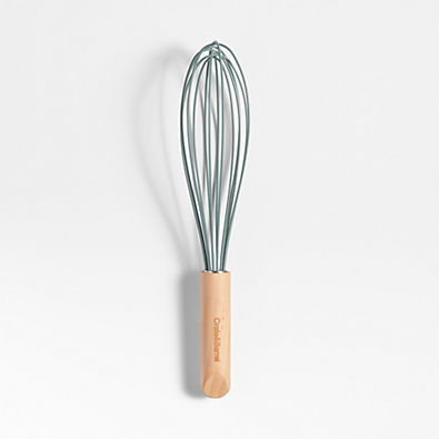 View Crate & Barrel Deep Sage Green Silicone and Wood 12" Whisk details