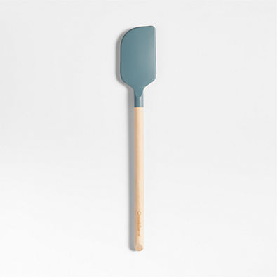 View Crate & Barrel Deep Sage Green Silicone and Wood Scraper Spatula details