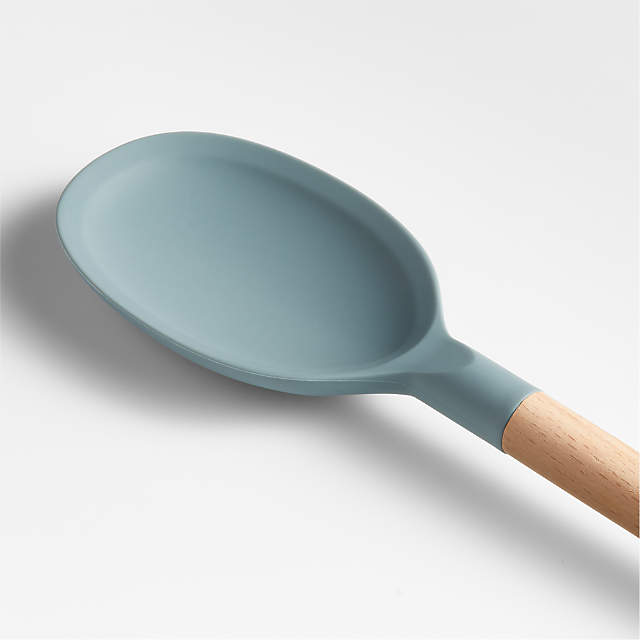 Crate & Barrel Sage Green Silicone & Wood Utensils