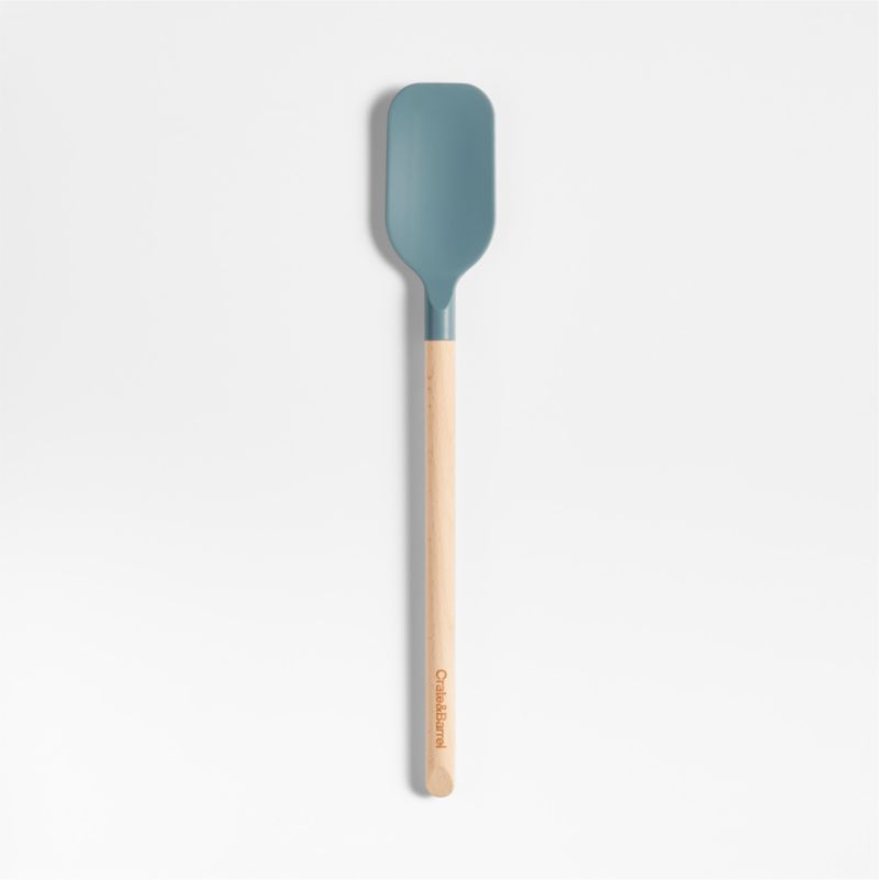 Crate & Barrel Deep Sage Green Silicone and Wood Spoonula