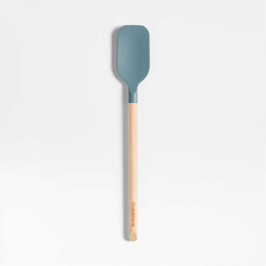 Crate & Barrel Wood and White Silicone Mini Spatulas, Set of 2