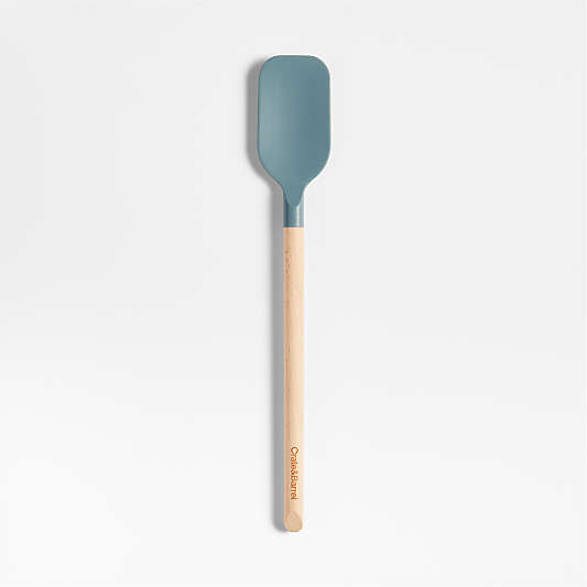 Crate & Barrel Deep Sage Green Silicone and Wood Spoonula