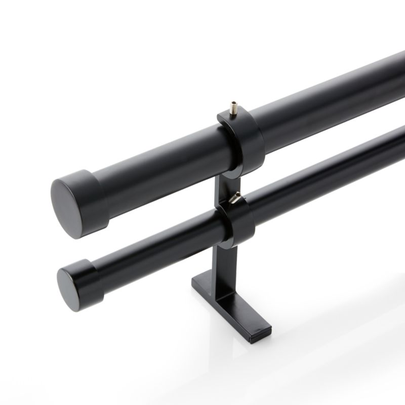 Matte Black 1" Double Curtain Rod and End Cap Finials Set 88"-120" - image 2 of 3