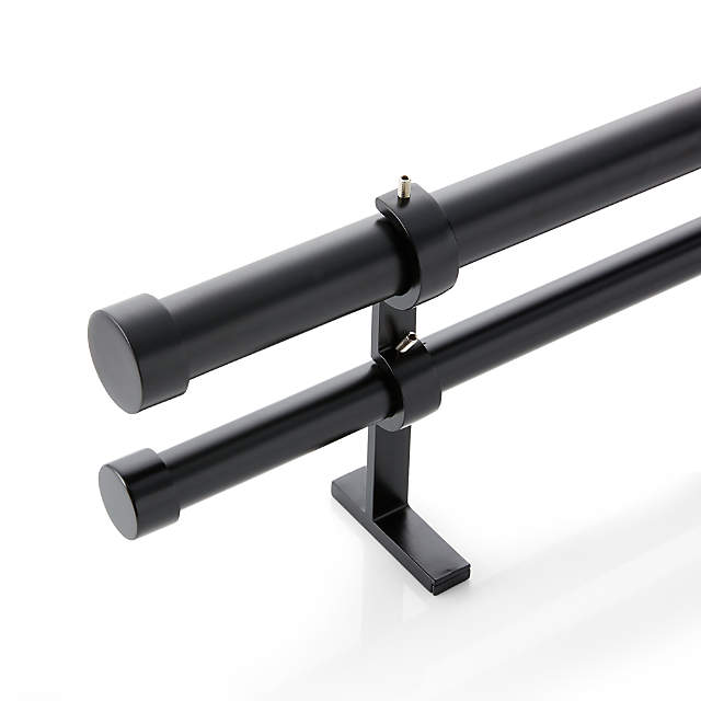 Cb Matte Black Double Curtain Rod And, How To Do A Double Curtain Rod