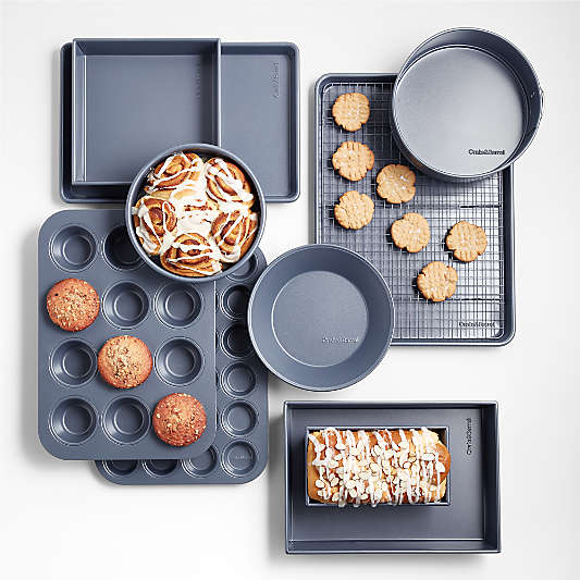 Crate & Barrel Slate Blue 9" Silicone Nonstick Springform Cake Pan