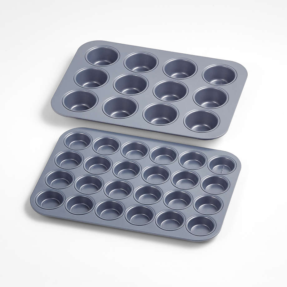 Crate & Barrel Slate Blue 24-Cup Mini Muffin Pan + Reviews