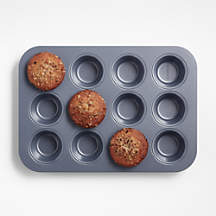 Crate & Barrel Slate Blue 12-Cup Muffin Pan + Reviews | Crate & Barrel