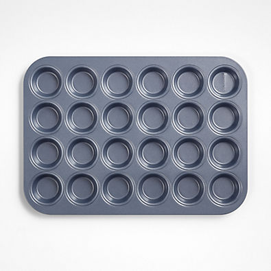 View Crate & Barrel Slate Blue 24-Cup Silicone Nonstick Mini Muffin Pan details